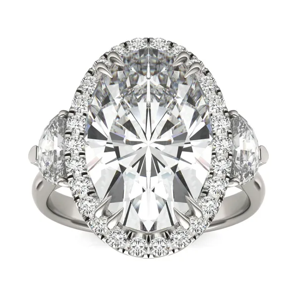 Elongated Oval Luna Halo Exotic Engagement Ring
