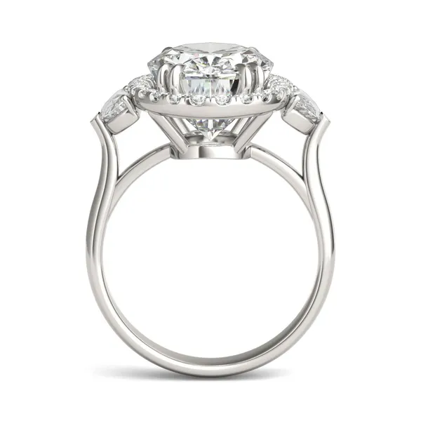 Elongated Oval Luna Halo Exotic Engagement Ring