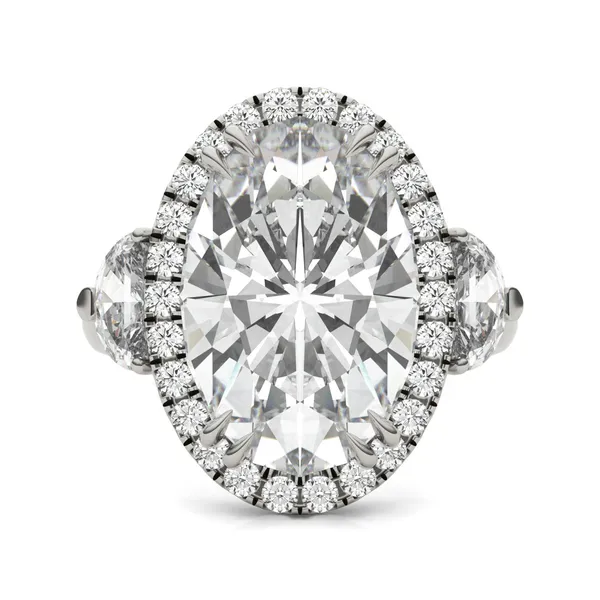 Elongated Oval Luna Halo Exotic Engagement Ring