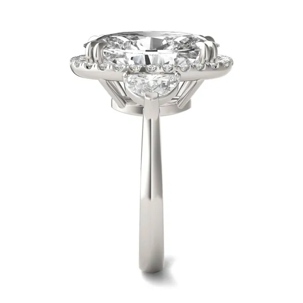 Elongated Oval Luna Halo Exotic Engagement Ring