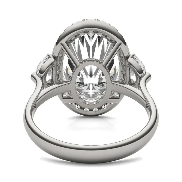 Elongated Oval Luna Halo Exotic Engagement Ring